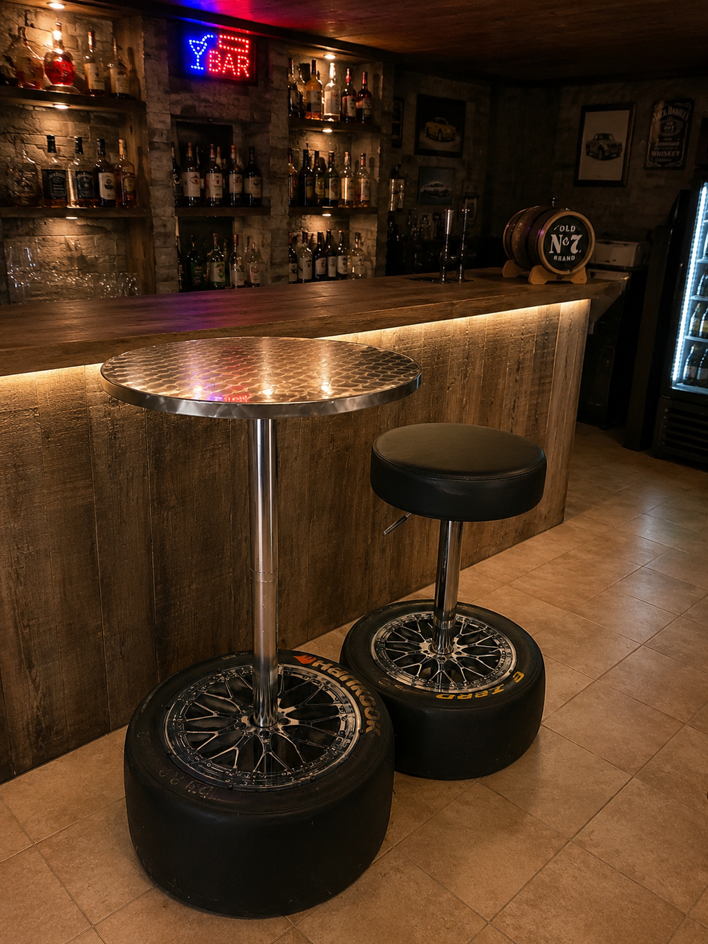 Bistrotisch und  Barhocker 2er Set - Racing Design