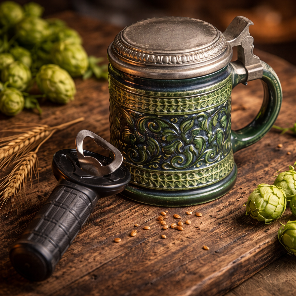 Biker, Mechaniker Flaschenöffner mit Motorradgriff